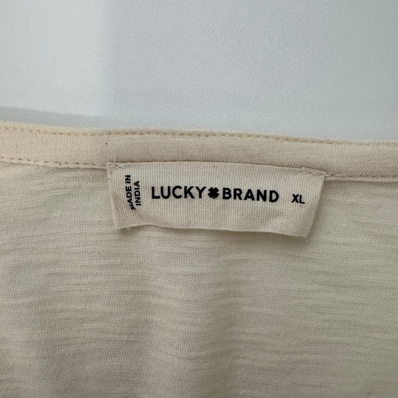 Lucky Brand Beaded Pintuck Peplum Top XL Cream Embroidered Boho Casual Chic NWT - Picture 8 of 11